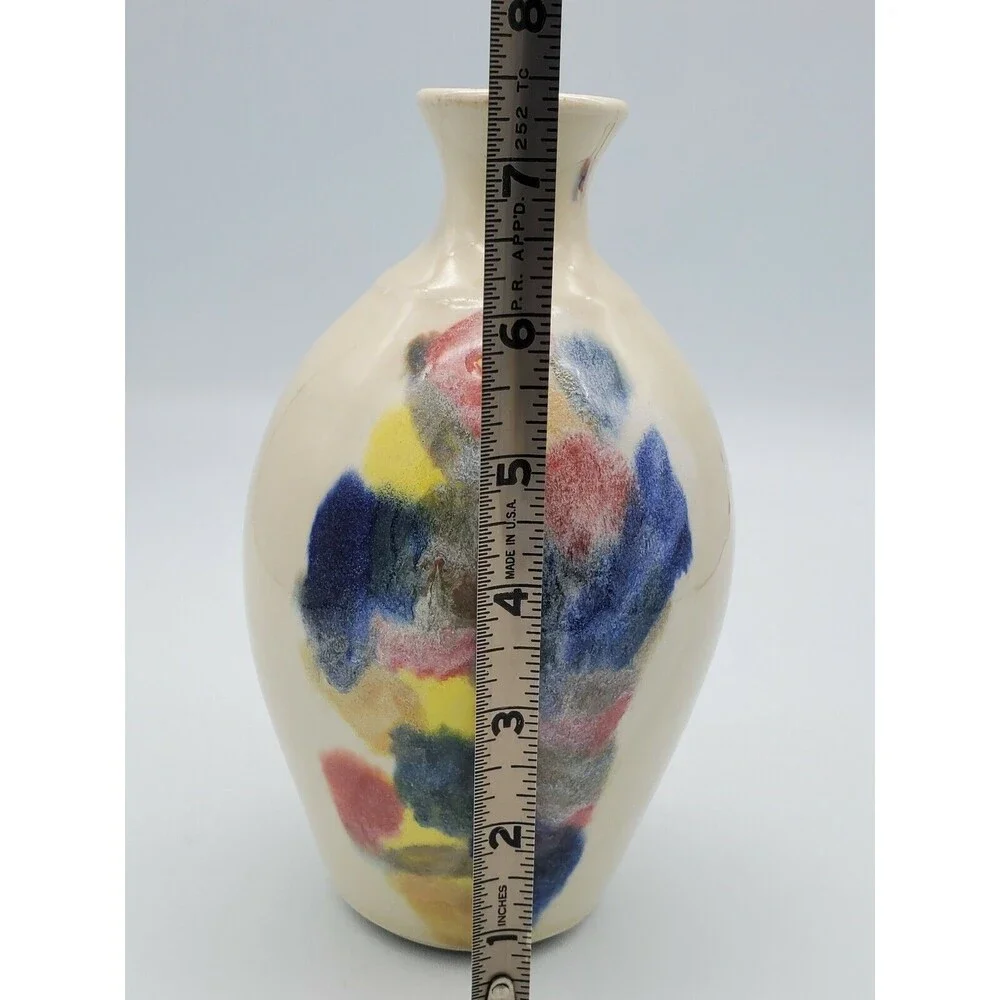 JWC Pottery Vase Multi-Colored Glaze Marked J.W.C. Beautiful!!! Colorful!!